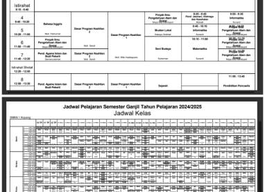 Jadwal Pelajaran Semester Ganjil Tahun Pelajaran 2024/2025