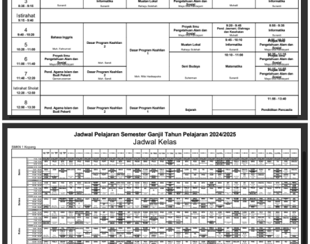 Jadwal Pelajaran Semester Ganjil Tahun Pelajaran 2024/2025