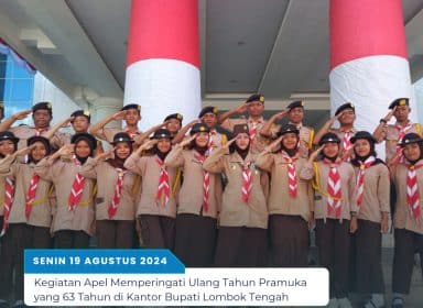 Kegiatan Upacara Peringatan Hari Pramuka yang ke 63 Tahun di Lapangan Kantor Bupati Lombok Tengah