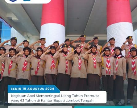 Kegiatan Upacara Peringatan Hari Pramuka yang ke 63 Tahun di Lapangan Kantor Bupati Lombok Tengah