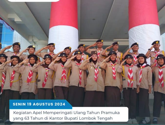 Kegiatan Upacara Peringatan Hari Pramuka yang ke 63 Tahun di Lapangan Kantor Bupati Lombok Tengah